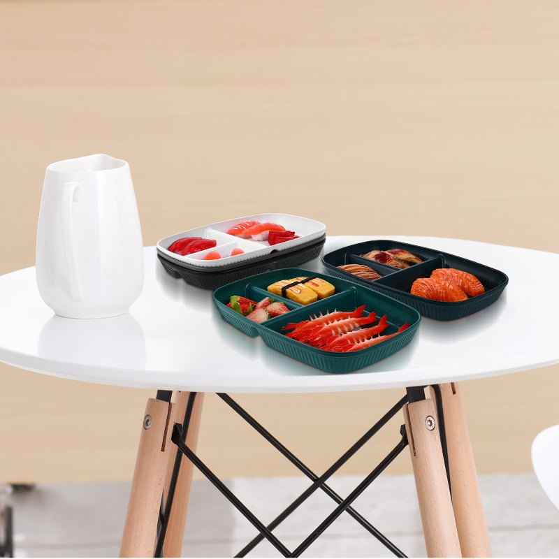 🍳 صحن تقديم مقسم للتحكم في الحصص لإعداد الوجبات والاستخدام اليومي متعدد الألوان مصنوع من البلاستيك المتين - Image 4