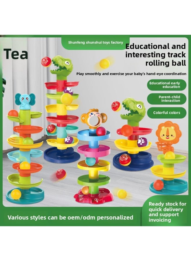 Baby Toys Early Education Fun Track Turn Music Slide Ball Tower Baby Rolling Ball Jenga Toy Wholesale-Color:【3-layer Track】 Serus Lion +2 Balls 【color Box】】 - Image 2