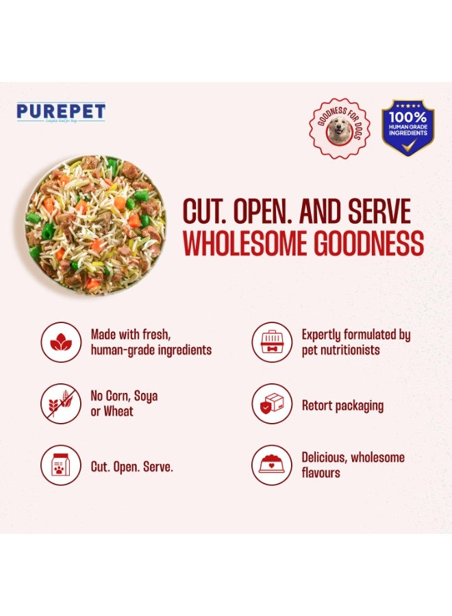 Purepet Fresh Dog Food Mutton Biryani, for Adult & Puppy, 100gm | High Protein, 65% Real Meat, 35% Veggies & Rice | No Preservatives | Ready to Serve | All Breeds (Pack of 12) - Image 2