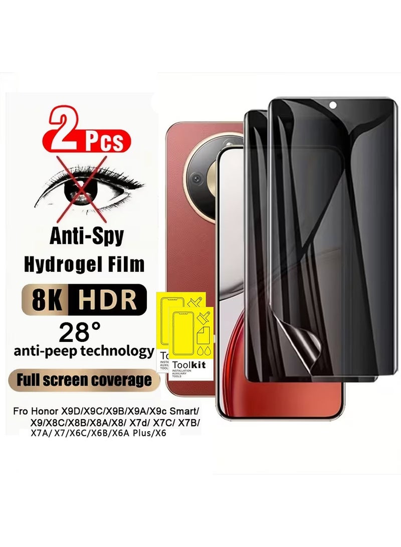 إكس ليفيل واقي شاشة لهاتف Honor X9d، واقي شاشة هيدروجيل للخصوصية، متوافق مع جميع أنواع الأغطية، مقاوم للخدش، ذاتي الإصلاح - خالٍ من الفقاعات، يحمي الشاشة بالكامل، شفافية عالية (أسود شفاف) - Image 1
