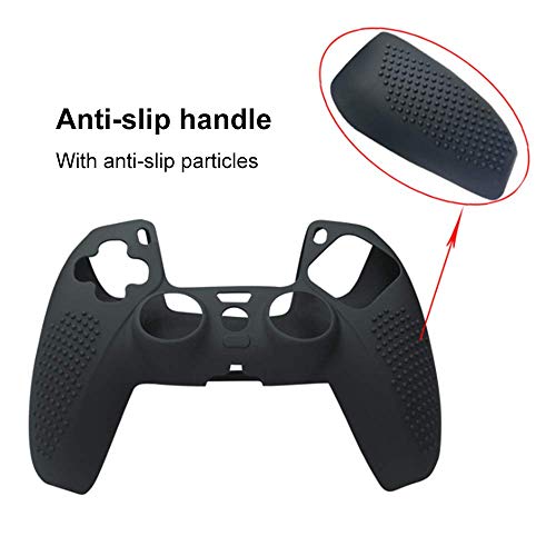 New World for PS5 Controller Silicone Cover Case Anti Slip Protective Case Sleeve for Sony PlayStation 5 DualSense Controller with Thumbgrips Free - Black - Image 4