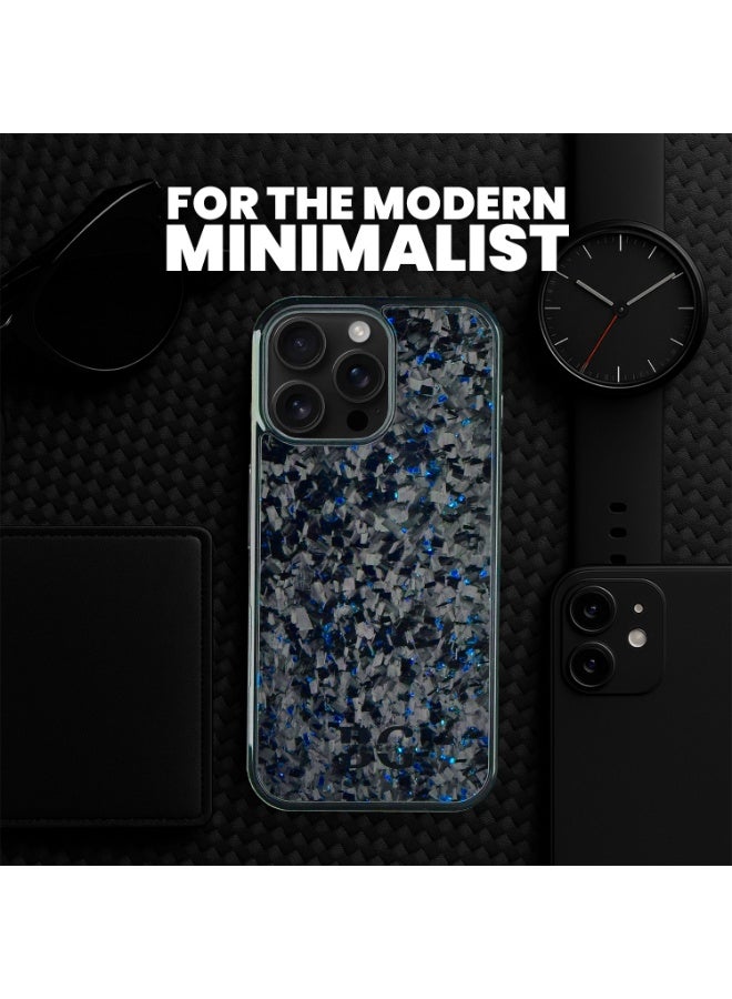 BasGet Blue Flakes Real Carbon Fiber Phone Case For iPhone 15 Pro, MagSafe Compatible - Image 5