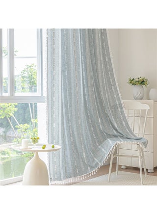 1 Panels Embroidered Farmhouse Sliding Door Curtain Curtains 140*220CM, Home Curtain for Bedroom Living Room Kitchen, Semi Blackout Linen Farmhouse Shabby Chic Tassels Window Treatment - pzsku/Z6C52CCF22FA2D8E20E0BZ/45/1748663924/0a5427a4-6321-41a1-b0ce-f37a069b090f