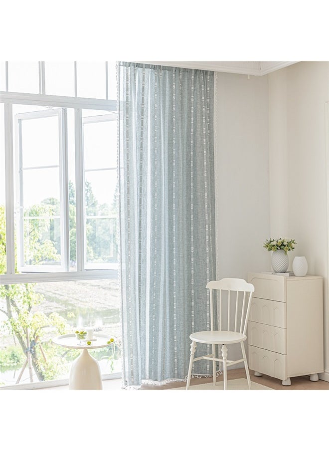 yongsheng 1 Panels Embroidered Farmhouse Sliding Door Curtain Curtains 140*220CM, Home Curtain for Bedroom Living Room Kitchen, Semi Blackout Linen Farmhouse Shabby Chic Tassels Window Treatment  - Image 2