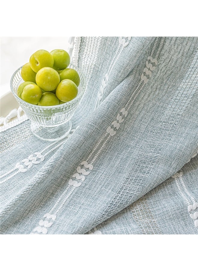 yongsheng 1 Panels Embroidered Farmhouse Sliding Door Curtain Curtains 140*220CM, Home Curtain for Bedroom Living Room Kitchen, Semi Blackout Linen Farmhouse Shabby Chic Tassels Window Treatment  - Image 4