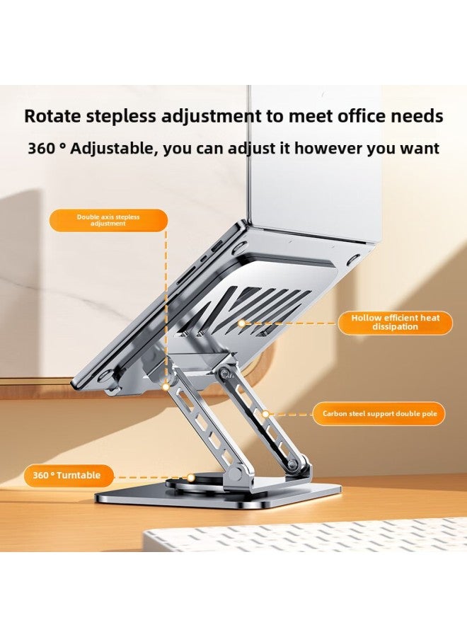 Carbon Steel Laptop Stand Desktop Liftable Foldable Heightening Heat Dissipation Flat Plate Stand Wholesale-Color: Universal For Tablets/laptops + All Metal + 360 Degree Rotation - Image 4