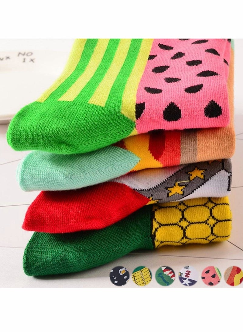 Excefore Funny Socks for Women Men, 6 Pcs Winter Crazy Fun Crew Novelty Fashion Casual Dress Socks, Trend Hip Hop Colourful Compression Socks - Image 4