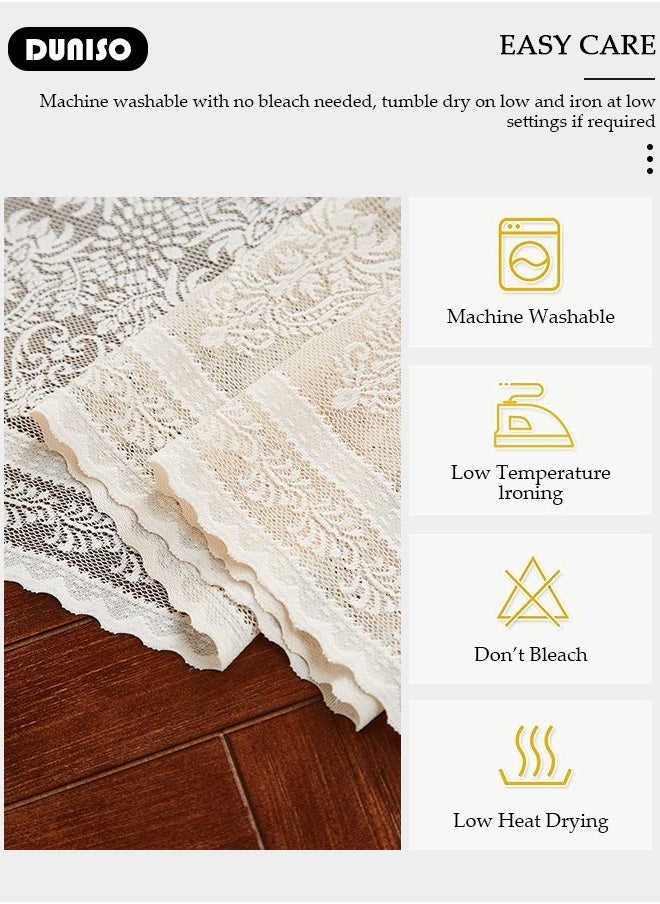 DUNISO Table Runner,Vintage Tablecloth, Hollow Embroidered Table Runner,White  Retro Floral Embroidery Table Runners Boho Runner for Dining, Bedroom, Kitchen Table Decor 30 * 220cm  - Image 2