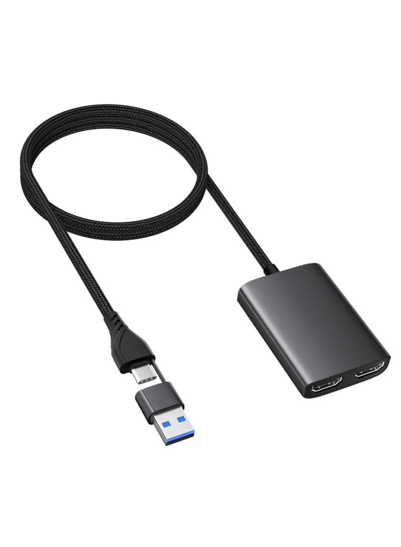 SYOSI USB C/A to Dual HDMI Adapter for 2 Monitors, Splitter Extend Display & Mirroring Screen Converter for MacBook Pro Air M1 M2 Windows 10 11, Display 3 Separate Screens - Image 1