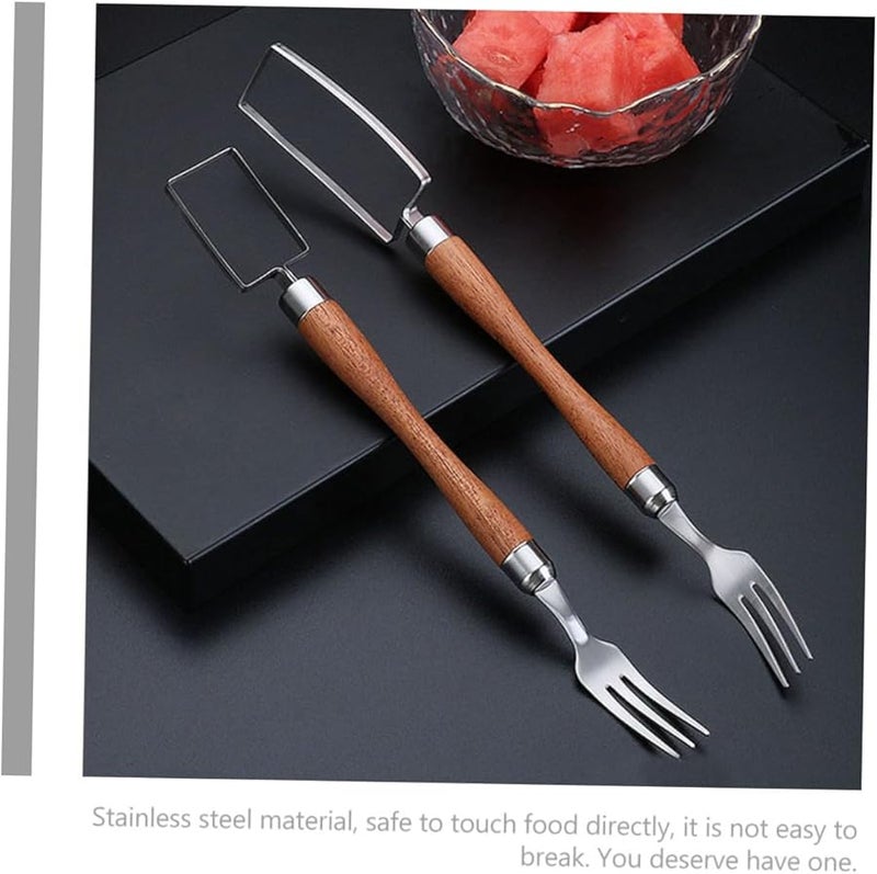 Silver Stainless Steel Multi Use Fruit Slicer Cutter Tool Easy Peel Watermelon Fork - Image 4