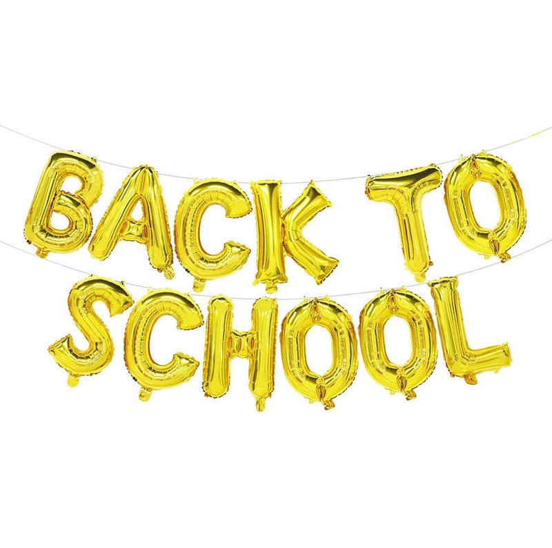 PARTY TIME  16 Inches Back to School Aluminum Foil Mylar Balloons First Day of School Party Supplies Classroom Decorations Gold - Image 1