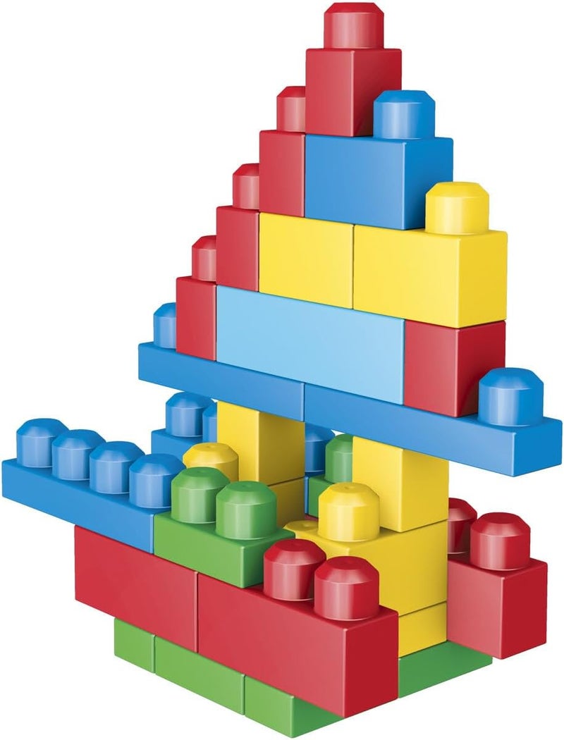ميجا بلوكس مجموعة بناء Mega Bloks Big Building Bag مع 60 قطعة بناء كبيرة وملونة، وحقيبة تخزين واحدة، مجموعة هدايا ألعاب للأعمار من سنة فما فوق - Image 2