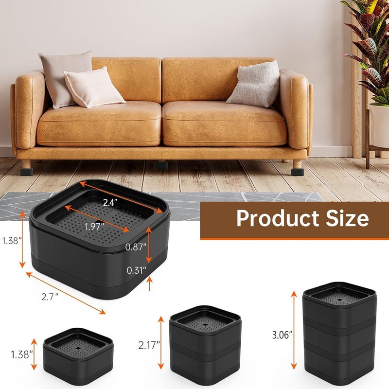 appacare 20 Pack Furniture Risers Adjustable Bed Risers Desk Leg Risers 1.38",Bed Lifts Risers Square Bed Raising Blocks for Table/Desk/Couch/Chair/Sofa/Bed/Cabinet - Image 2