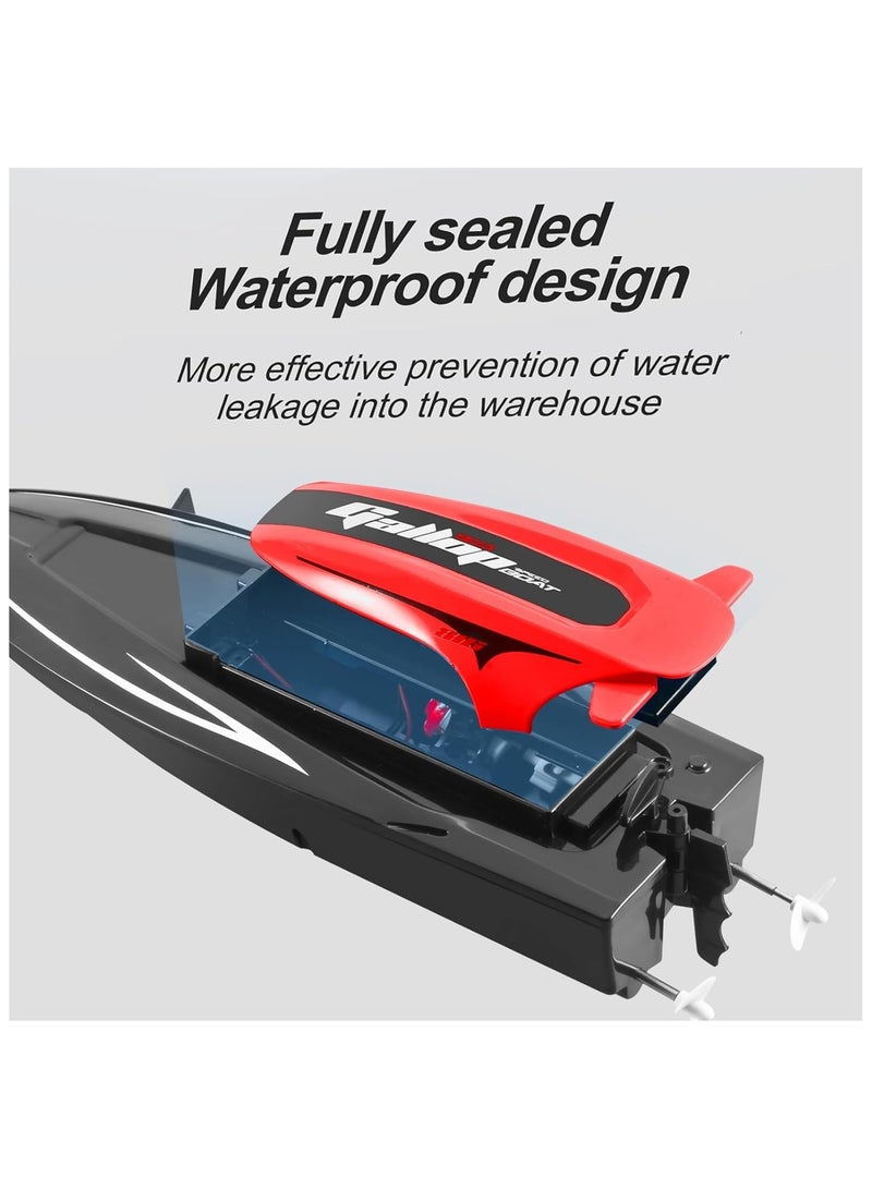Soofam RC Boat for Kids, 2.4GHz Remote Control Speed Boat with LED Light, Rechargeable Boat for Pools & Lakes, Includes 3 Batteries - Image 2