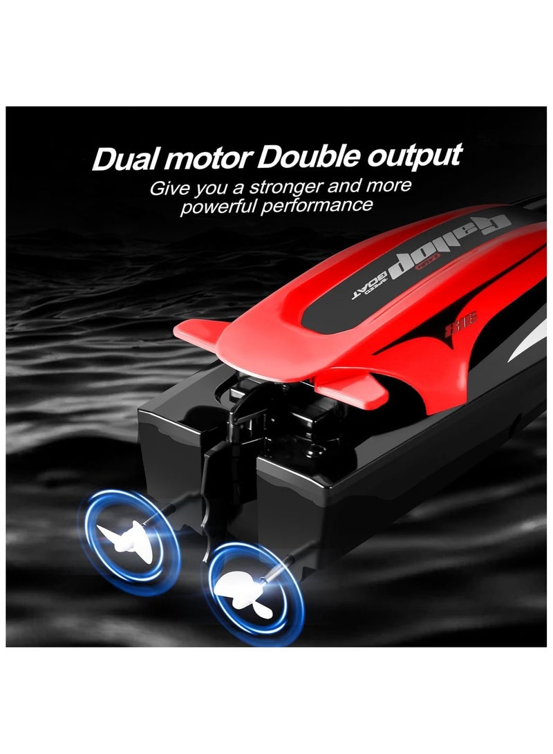 Soofam RC Boat for Kids, 2.4GHz Remote Control Speed Boat with LED Light, Rechargeable Boat for Pools & Lakes, Includes 3 Batteries - Image 5