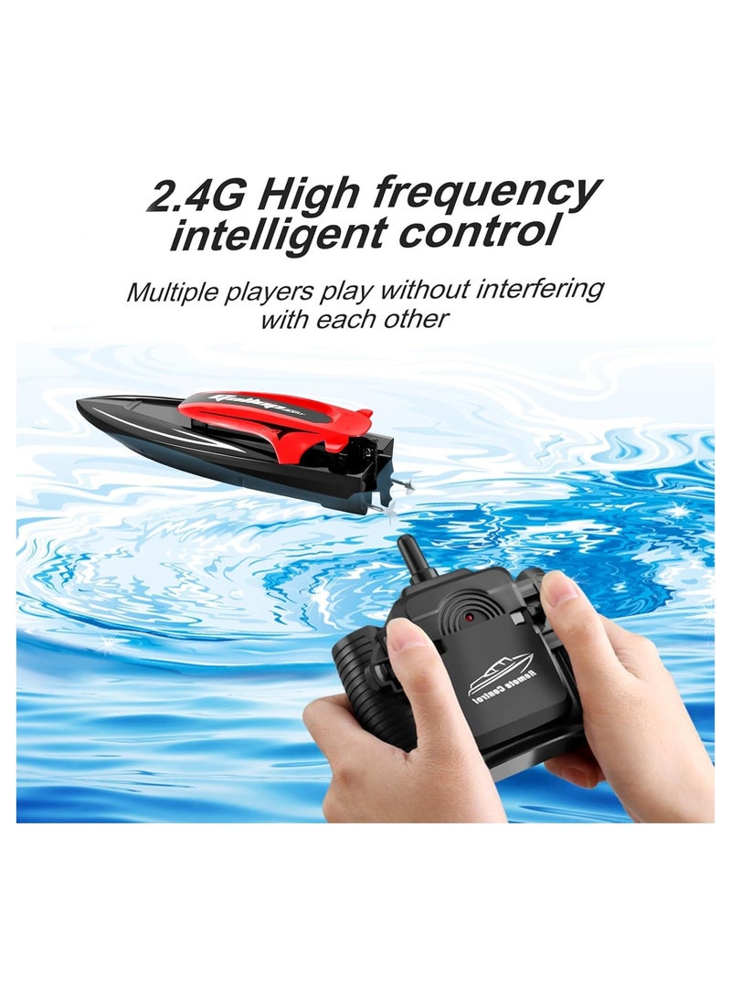 Soofam RC Boat for Kids, 2.4GHz Remote Control Speed Boat with LED Light, Rechargeable Boat for Pools & Lakes, Includes 3 Batteries - Image 3