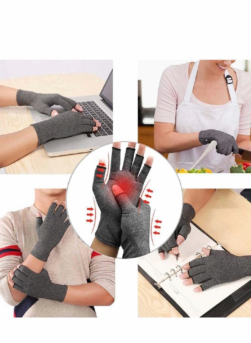 SYOSI Anti-Arthritis Gloves,  Fingerless Gloves for Arthritis Providing Warmth and Compression To Help Increase Circulation Reducing Pain, Providing Support and Promoting Healing, 1 Pair L - Image 2