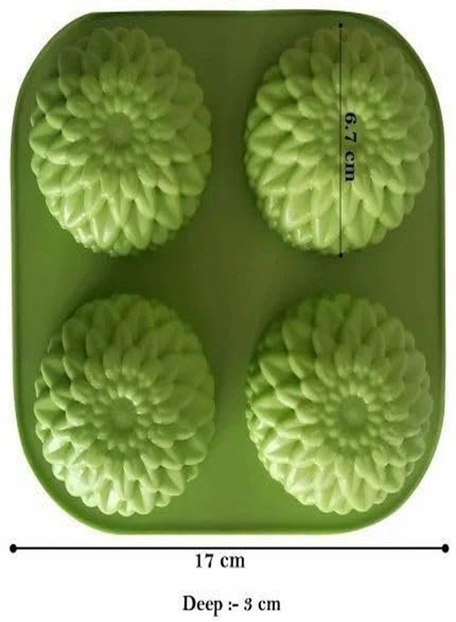 KITCHOOK Silicone Chocolate Mould 4-Cavity Flowers Muffins Jelly Candle Mould Handmade Soap Mould, Red (Pack of 1) AJ 297 - Image 2