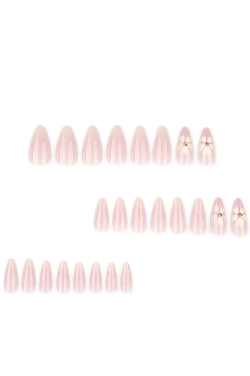 JOSQUEWNN Press on nails 24PCS, Short Almond Shape Design, Reusable Nails,Simple and Fresh Floral Design Nails, Beginner-Friendly False Nail Pieces. Acrylic Nails With Glue Kit. - Image 5