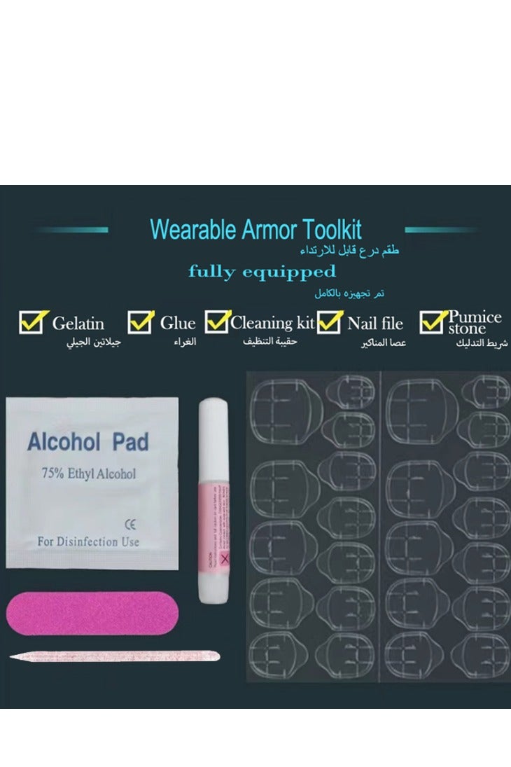 JOSQUEWNN Press on nails 24PCS, Short Almond Shape Design, Reusable Nails,Simple and Fresh Floral Design Nails, Beginner-Friendly False Nail Pieces. Acrylic Nails With Glue Kit. - Image 4