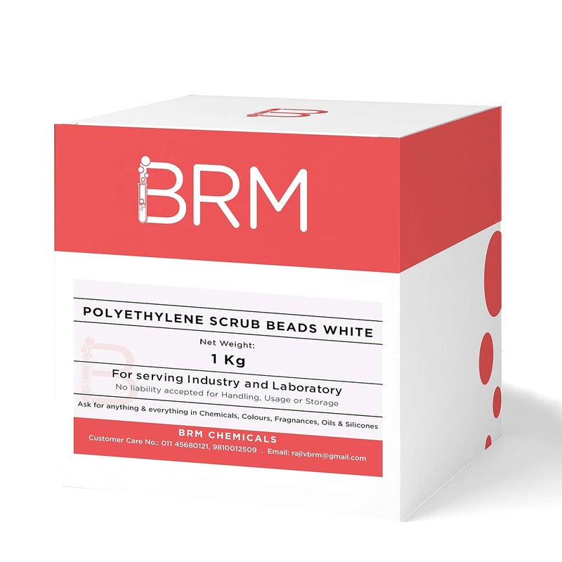 BRM Chemicals Polyethylene Scrub Beads White 1 KG For Soap Making Shampoo Cosmetics Serum Making Beauty Formulations Moisturizer Lotion Making DIY Personal Care For Face Hair Skin Body - Image 1