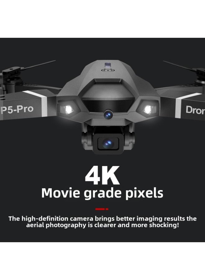null - Product P5 With Obstacle Avoidance Function 4K HD Aerial Photography UAV Quadcopter Remote Control Aircraft Toy-Color:P5 Black -with 4K Dual Camera-Specifications:Single Electric Version - Image 1