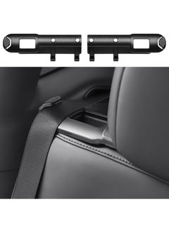 Tesla Model Y Backseat Seatbelt Guide Holder with Headrest Hooks Compatible with Tesla Model Y 2024 2023 2022 2021 (Black) - 2 Pack
