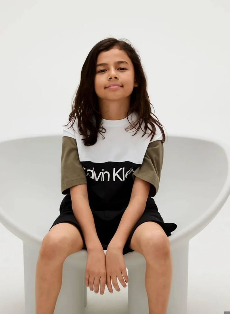 Calvin Klein Jeans Ck Black/ Dusty Olive/ White Colourblock Logo T-Shirt for Men | Best Price UAE
