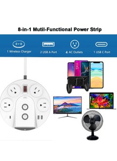 Generic 20W USB C PD Power Strip Surge Protector with Wireless Charging Tower, Travel-Friendly Design, 1 USB C, 2 USB A Ports, 4 AC Outlets for Phones and Laptops (UK Plug)  - Image 2