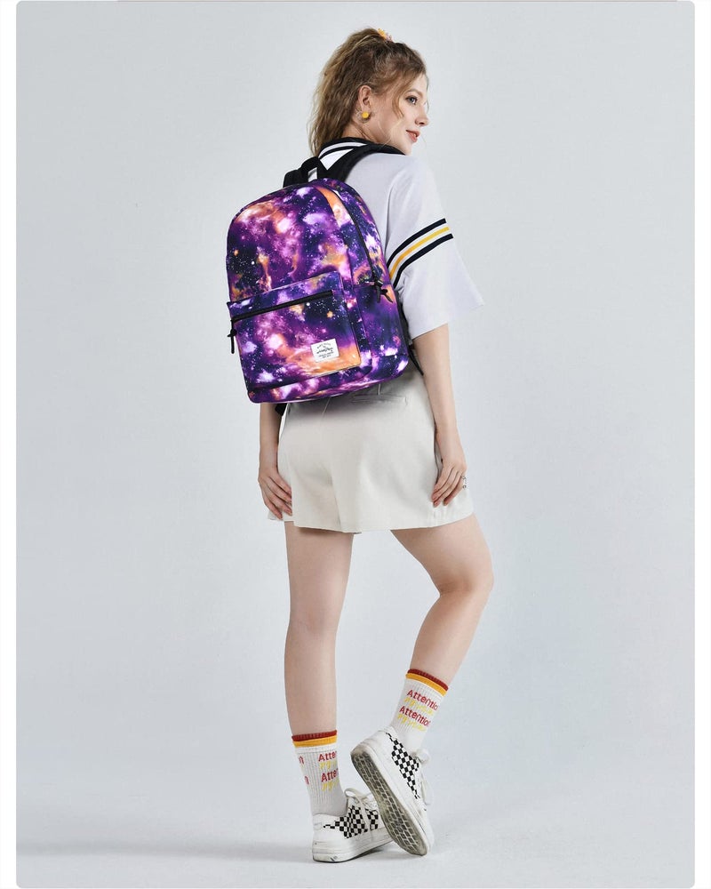 HotStyle TRENDYMAX Galaxy Backpack for School Girls & Boys, Durable and Cute Bookbag with 7 Roomy Pockets, Purple - Image 2