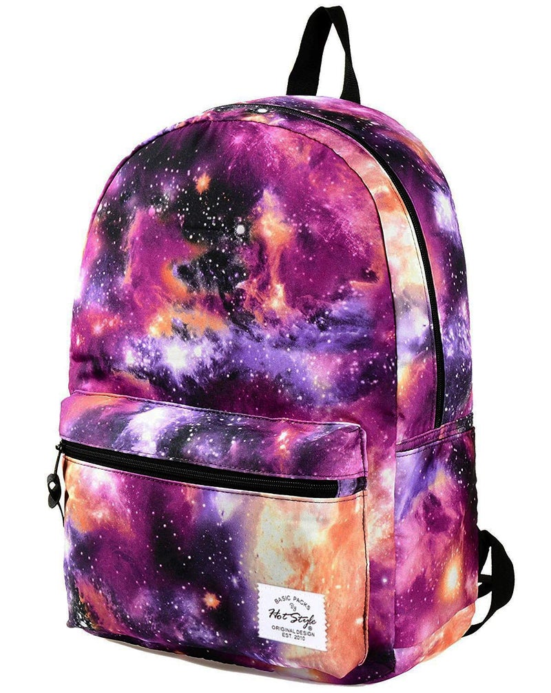 HotStyle TRENDYMAX Galaxy Backpack for School Girls & Boys, Durable and Cute Bookbag with 7 Roomy Pockets, Purple - Image 1