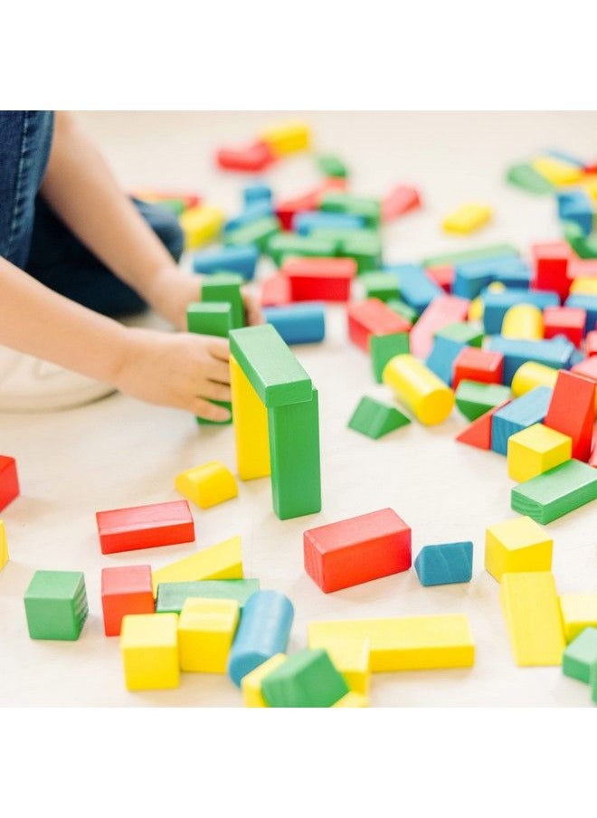 Melissa & Doug Wooden Building Set 100 Blocks In 4 Colors And 9 Shapes  - Image 4