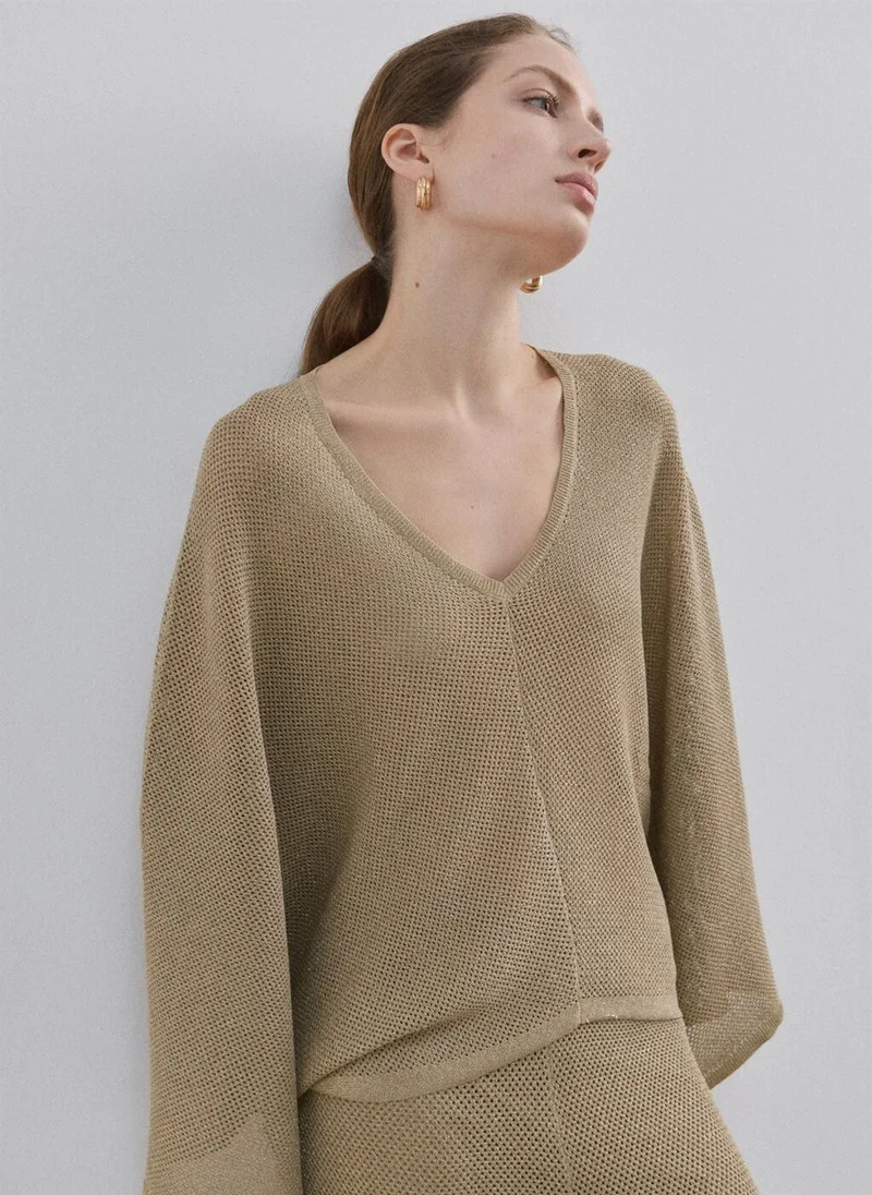MANGO V-neck knit top