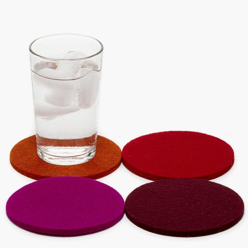 Graf Lantz Graf Lantz - Bierfilzl Felt Coasters - Round - 100% Merino Wool - Moisture Wicking - Heat Resistant - Sustainable - Home Decor - Bar Decor - Housewarming Gift - 4 Coaster Set - 4"" Circles - Bordeaux - Image 1