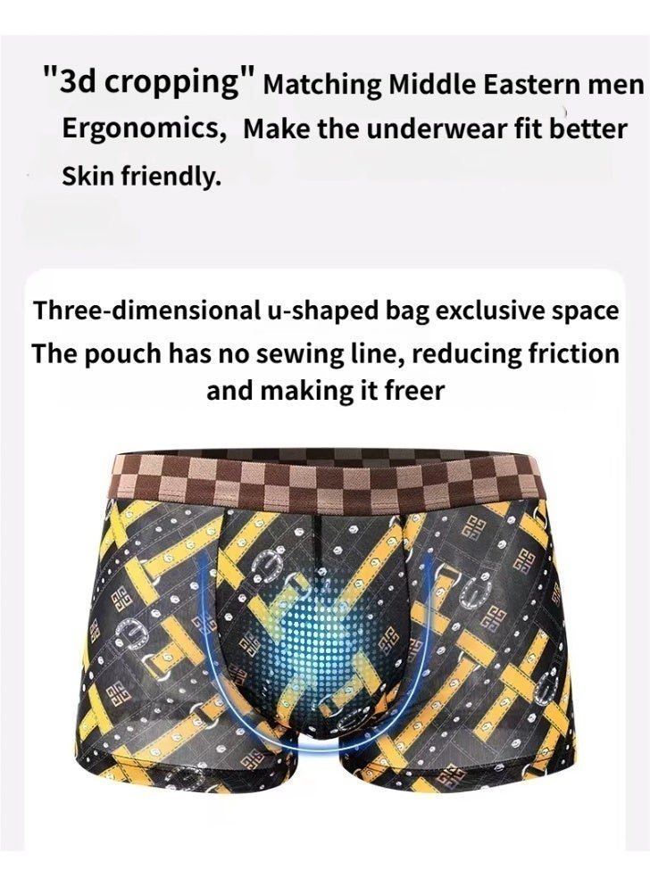 (4-pack) Men's Breathable Elastic Boxer Briefs – Soft mid-rise design, elastic waistband, smooth boxer leg cut, all-day comfort, moisture-wicking and breathable fabric, ideal for work, sports and travel. - Image 4