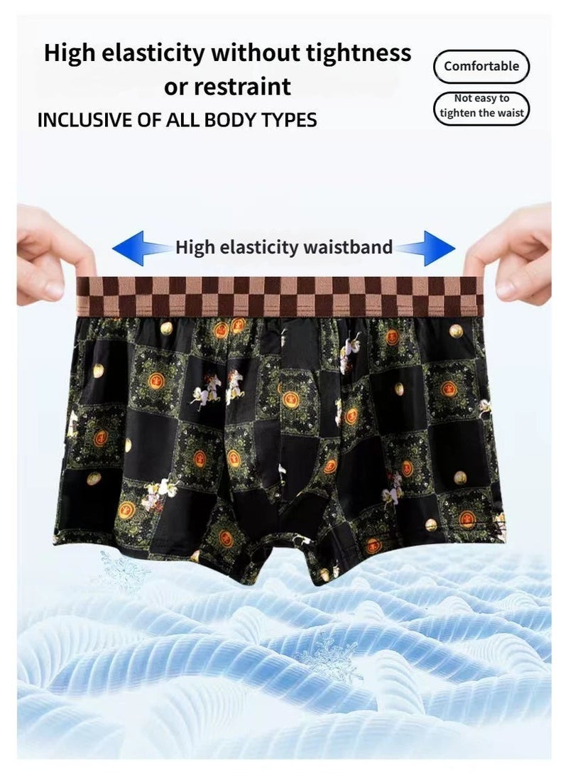 (4-pack) Men's Breathable Elastic Boxer Briefs – Soft mid-rise design, elastic waistband, smooth boxer leg cut, all-day comfort, moisture-wicking and breathable fabric, ideal for work, sports and travel. - Image 3