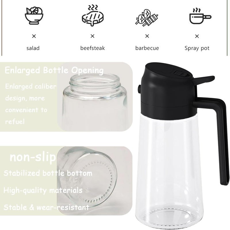 Avora Oil Dispenser for Kitchen 500ML Glass - Clear, Pack of 1 (2 in 1 Bottle) - Image 5
