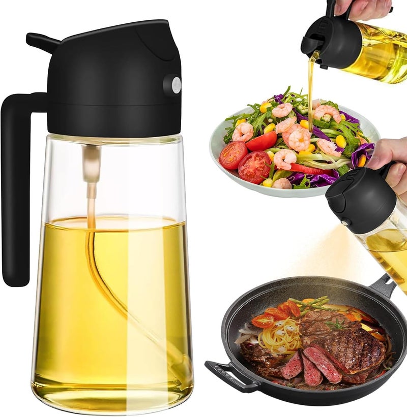 Avora Oil Dispenser for Kitchen 500ML Glass - Clear, Pack of 1 (2 in 1 Bottle) - Image 1