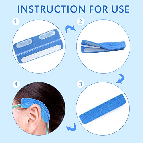 NATAKU 12 Pack Nasal Cannula Ear Cushions Oxygen Cannula Face Soft Cover for Oxygen Users to Help Relieve Ear Pain and Prevent Cheek Indentation Discomfort(Blue) - Image 5
