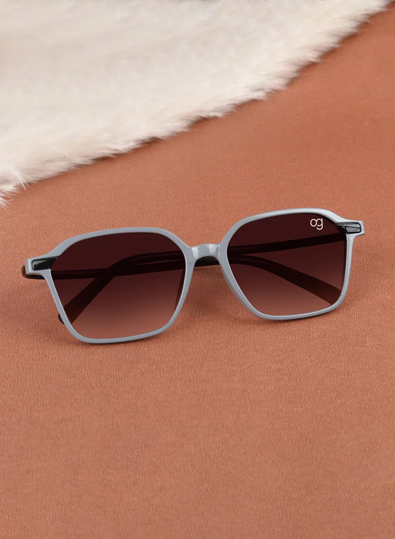 Woggles Stylish Light Grey & Black Square Kids Sunglasses