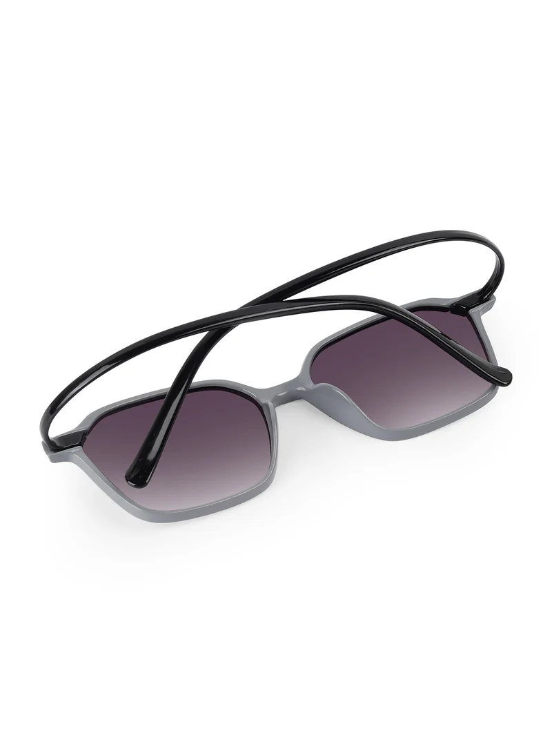 Woggles Stylish Light Grey & Black Square Kids Sunglasses