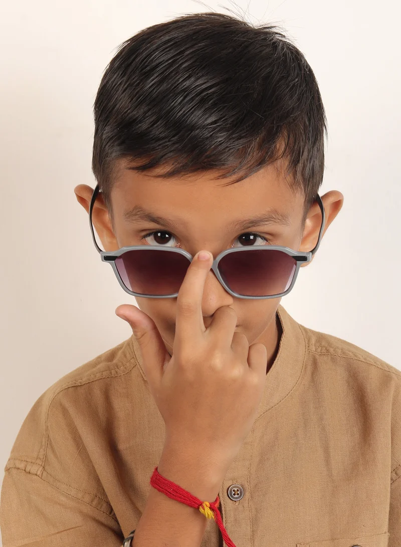 Woggles Stylish Light Grey & Black Square Kids Sunglasses
