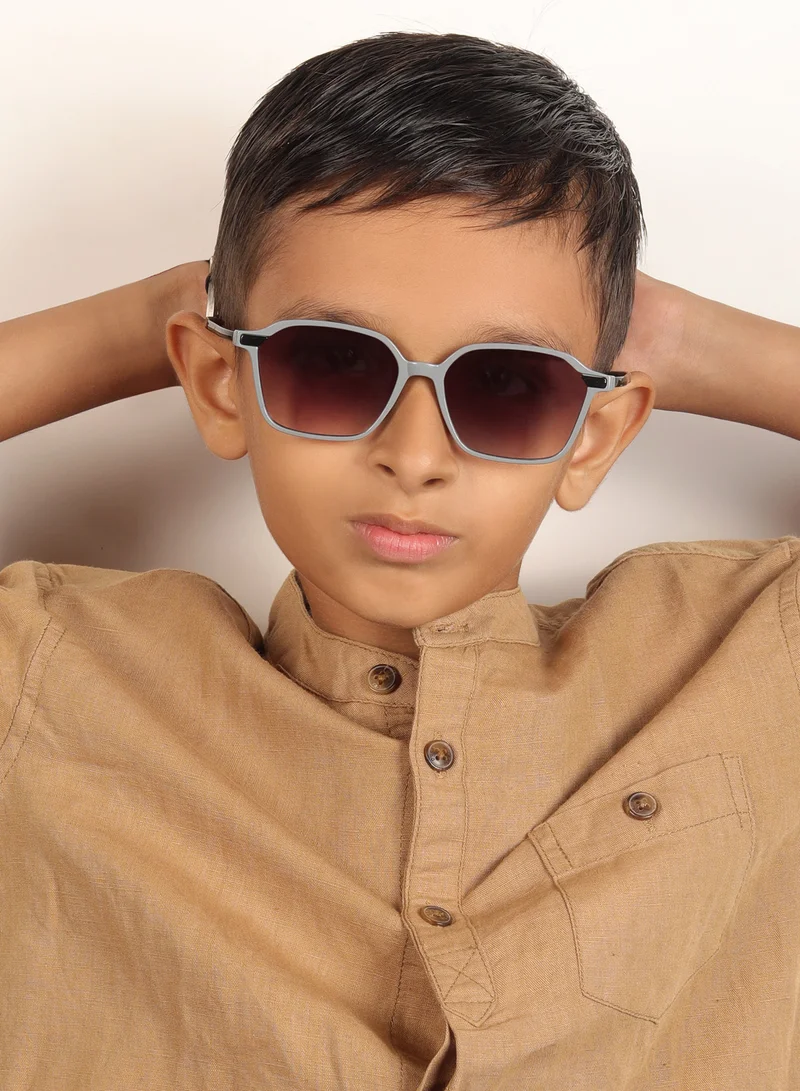 Woggles Stylish Light Grey & Black Square Kids Sunglasses