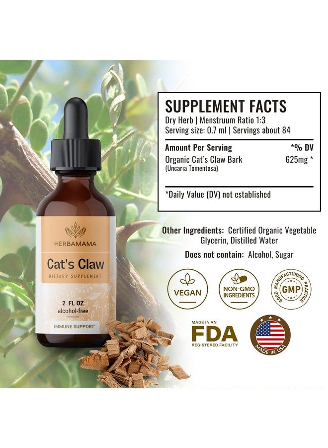 HERBAMAMA Cats Claw Tincture Organic Cat’S Claw Herb Drops Uncaria Tomentosa Bark Liquid Extract Alcoholfree Vegan Supplement 2 Fl Oz - Image 3
