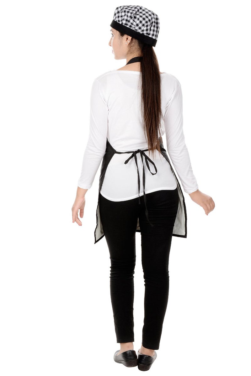 Switchon Polyester Waterproof Black Kitchen Apron With Cap,free size,Black - Image 2