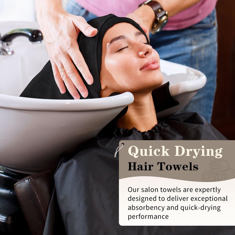 Fixsmith Salon Towels 12 Pack  Black Hand Towels For Bathroom  Quick Dry Gym Towels  Spa Face Towel  Absorbent Microfiber Towels For Salon  Barber  Gym  Bath  Pedicure And Home Hair Care 16 X 27 In - Image 4