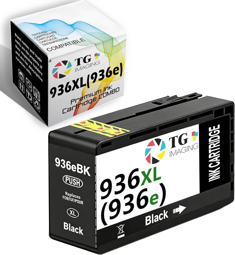 TG Imaging Compatible 936e Black Ink Cartridge Replacement for HP 936 936e XL Ink for Office Jet 9122e Office Jet Pro 9110b 9120b 9125e 9126 9128e 9130b 9135e 9730e 9720e Printer (1Pack,4S6V6LN) - Image 1