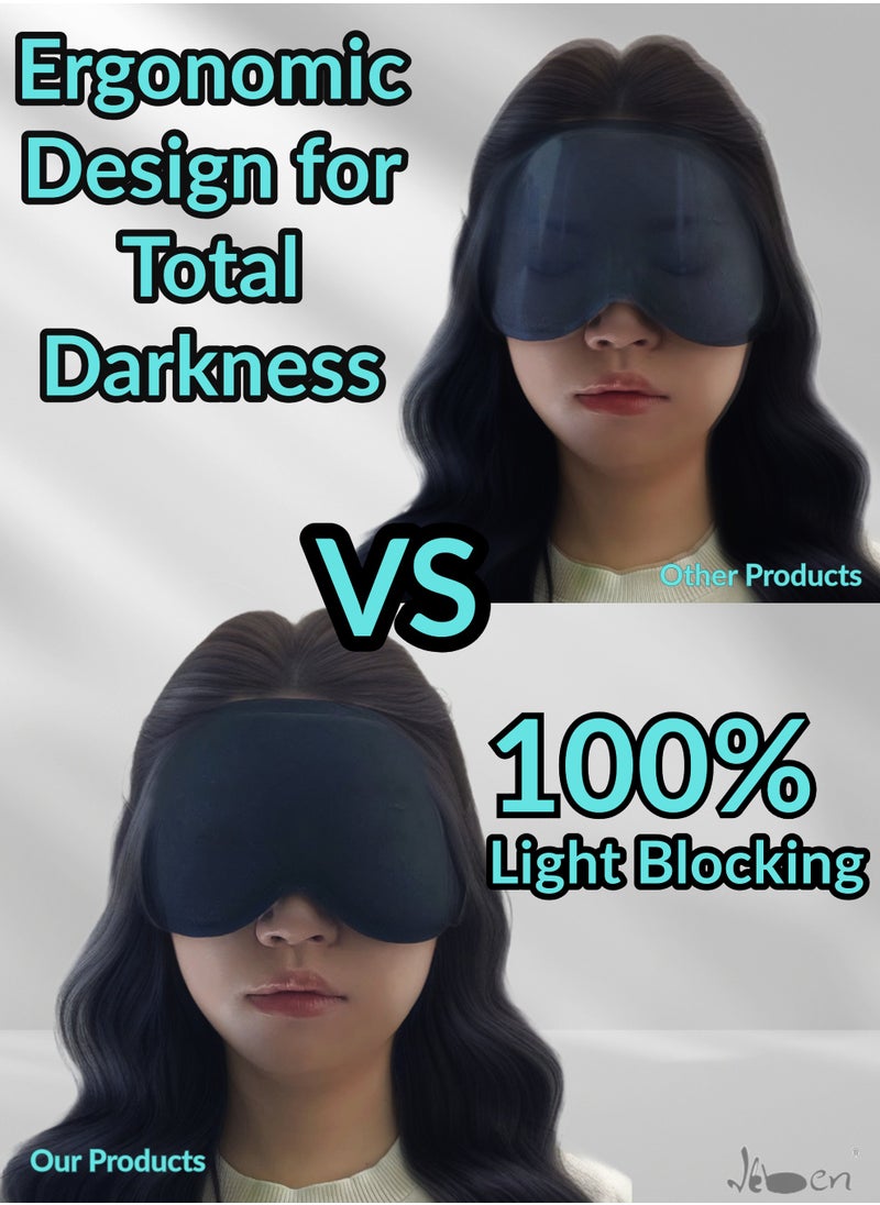 IKBEN - IKBEN Ultra-Comfortable 3D Contoured Travel Sleep Mask – Breathable, adjustable, perfect for home, office, and travel. Ultra-soft cotton for deep darkness and ultimate comfort, 100% Blackout Sleep Mask Blocks Light for Deeper Sleep - Image 1