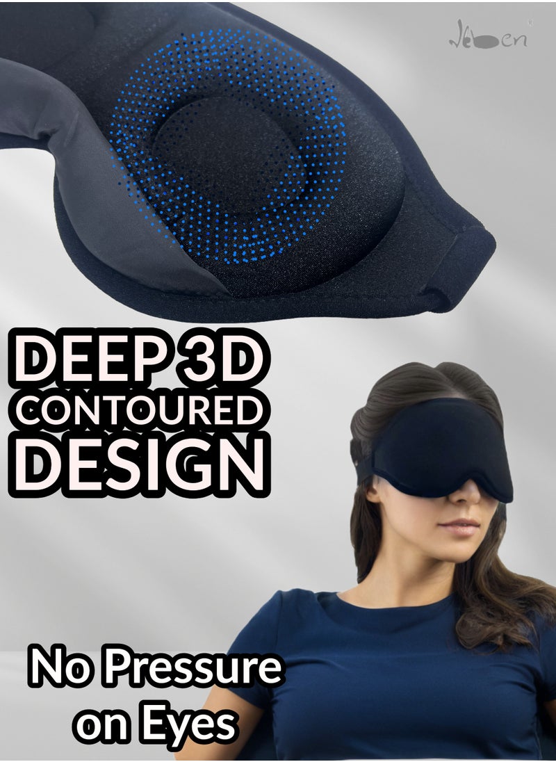 IKBEN - IKBEN Ultra-Comfortable 3D Contoured Travel Sleep Mask – Breathable, adjustable, perfect for home, office, and travel. Ultra-soft cotton for deep darkness and ultimate comfort, 100% Blackout Sleep Mask Blocks Light for Deeper Sleep - Image 1