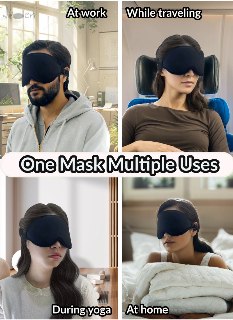 IKBEN - IKBEN Ultra-Comfortable 3D Contoured Travel Sleep Mask – Breathable, adjustable, perfect for home, office, and travel. Ultra-soft cotton for deep darkness and ultimate comfort, 100% Blackout Sleep Mask Blocks Light for Deeper Sleep - Image 1